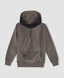 DeFacto Hooded Neck Sweatshirt - Grey