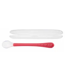 Nuby Soft Silicone Feeding Spoon with  Case - Pink