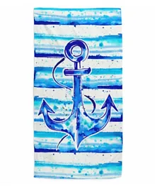 Anemoss Anchor Patterned Beach Towel - Blue & White