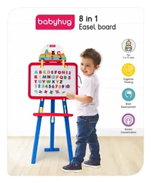Babyhug 8-in-1 Multi-Use Easel Board for Kids 4+ Years – Inspire Creativity with Chalkboard, Whiteboard & Accessories