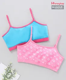 Honeyhap Sleeveless Bralette with Silvadur Antimicrobial Finish Pack of 2 - Blue Pink