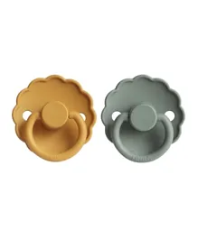 FRIGG Daisy Silicone Baby Pacifier 2-Pack Honey Gold/Lily Pad - Size 1
