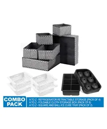 A To Z Refrigerator Retractable Storage Pack of 4 6 Pack Foldable Cloth Storage Box Closet Underwear Organizer 2 Pack Square and Ball Ice Cube Tray - Black