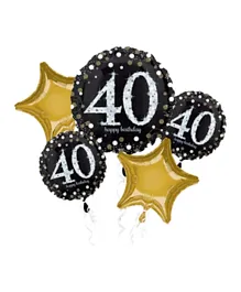 Party Centre Sparkling Birthday 40 Balloon Bouquet - 5 Pieces