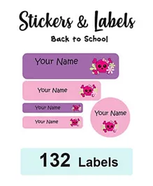 Ladybug Labels Personalised Name School Labels Skull - 132 Pieces