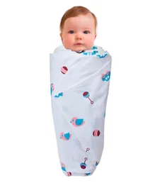 Wonder Wee Pink Toys Soft and Smooth Mulmul Fabric Baby Swaddle Wrap -Multicolour