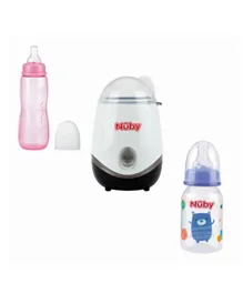 Nuby 2-in-1 Bottle Warmer/Sterilizer With Baby Feeding Bottle - Girls