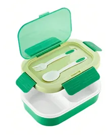 Little Angel Kids Two-Layer Lunch Box with Cutlery, Leakproof, 3 Years+, Green - Portable Meal Container