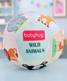 Babyhug Wild Animals Soft Ball for Kids - Multicolor, Squeezable, 13cm, Educational, Non-Toxic, 3M+
