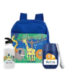 Essmak Roooaaar Personalized Thermos and Backpack Set Blue - 11 Inches