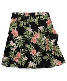 Little Pieces Floral Skirt - Black