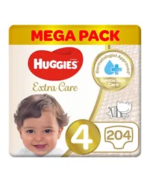 Huggies Extra Care Mega Pack of 3 Diapers Size 4 - 204 Pieces