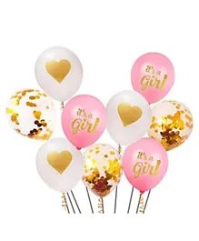 Highlands It’s a Girl Baby Shower Balloons for Baby Shower And Gender Reveal Party Decorations - Pack of 9