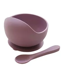 Peanut Silicone Suction Bowl & Spoon Set - Dusty Mauve