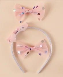 Babyhug Free Size with Bow Hairband With Extra Bows - Peach