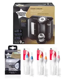 Tommee Tippee Closer to Nature Perfect Prep Machine and Closer to Nature Bottle Combo Kit - Black