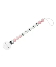 Littlemico Silicone Personalised Pacifier Holder - Pink Marble