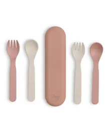 Citron 2022 PLA Cutlery Set with Case Pink/Cream - 5 Pieces