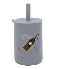 Amini Kids Silicone Cup With Straw Space Rocket - Light Blue