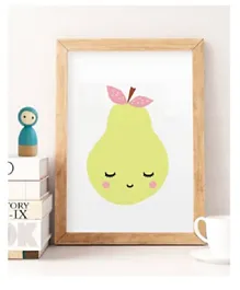 Sweet Pea Sleepy Pear Wall Art Print - Green