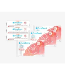 PureBorn Pure Wipes Grapefruit Bundle  Pack of 6 - Total 360 Wipes