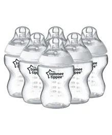 Tommee Tippee Closer to Nature Slow-Flow Baby Bottles with Anti-Colic Valve Mixed Colors Pack of 6 - 260mL