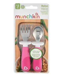 Munchkin Raise Toddler Fork & Spoon Set - Pink