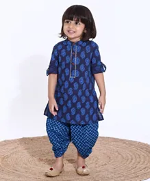 Babyhug Full Sleeves Kurta & Pyjama Paisley Print - Blue