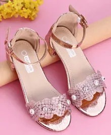 Cute Walk by Babyhug Party Wear Sandals Floral Applique - Pink