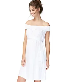 مامز آند بامبس - إيزابيلا أوليفر فستان حمل بكتف مكشوف - أبيض