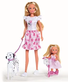 Simba Steffi Love Cute Walk With Two Dalmatians With Scooter For Evi - 4 Pieces