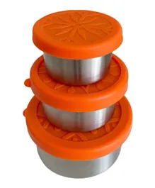 Bamboo Bark Stainless Steel and Silicone Snack Pots Pack of 3 - Tangerine