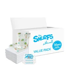 Smurfs Disposable Changing Mats Bibs Water Wipes - Value Pack
