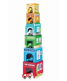 Lelin Stacking Cubes with Vehicles - 12 Pieces