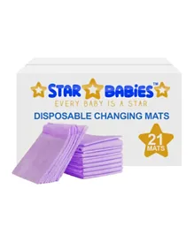Star Babies Disposable Diaper Changing Mats Pack of 21 - Lavender
