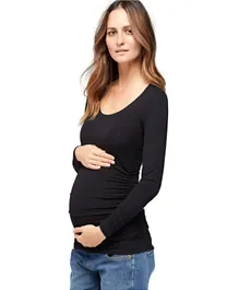 Mums & Bumps - Isabella Oliver Round Neck Maternity Top - Black