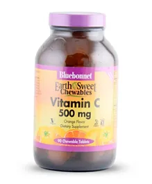 Blue Bonnet Nutrition Earth Sweet Chewable Vitamin C-500mg Natural Orange Tablets - 90 Pieces