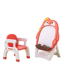 Megastar My Penguin Convertible 2 in 1 Table Chair Cum Drawing & Activity Board - Orange & White