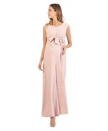 Mums & Bumps Attesa Wide Leg Maternity Jumpsuit with Front Ribbon - Pink