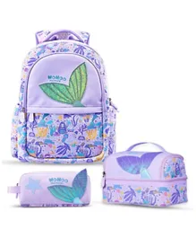 نوهوو - حقيبة مدرسية للأطفال بتصميم حورية البحر مع حقيبة الغداء ومجموعة حافظة الأقلام - 16 إنش
