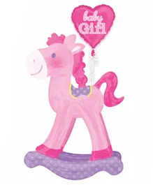 Party Centre Rocking Horse Airwalkers Foil Balloon - Pink