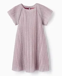Zippy Lurex Solid Pleated Dress - Lilac