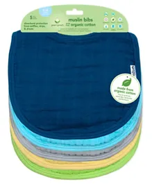 Green Sprouts Organic Cotton Muslin Bibs Pack of 5 - Blue Set