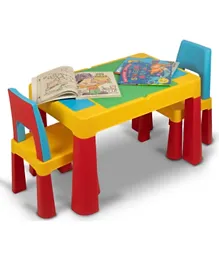 Home Canvas 2-in-1 Kids Building Block & Study Table & Chair Set - Multicolor