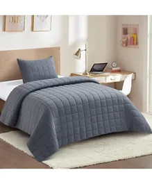 HomeBox Knitnook Cotton Jersey Twin Summer Quilt Comforter Set Grey - 2 Piece