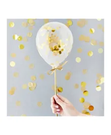 Various brands Gold Mini Confetti Balloon With Wands - 10 Pieces