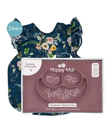 Ezpz Happy Mat Mauve & Bapron Baby Boho Floral Flutter - Pack of 2