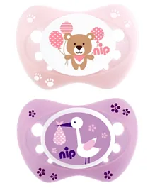 Nip Newborn Silicone Soothers Lilac & Rose Pink - Pack of 2