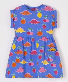 JoJo Maman Bebe Dino And Fruit Dress - Blue