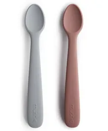 Mushie Baby Spoon 2-Pack - Stone/Cloudy Mauve